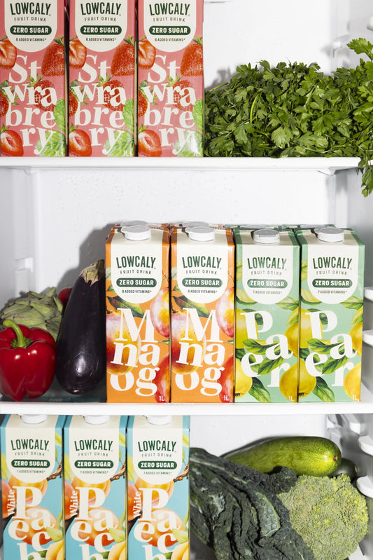 Lowcaly be cukraus vaisių gėrimas "baltoji persika" 1L