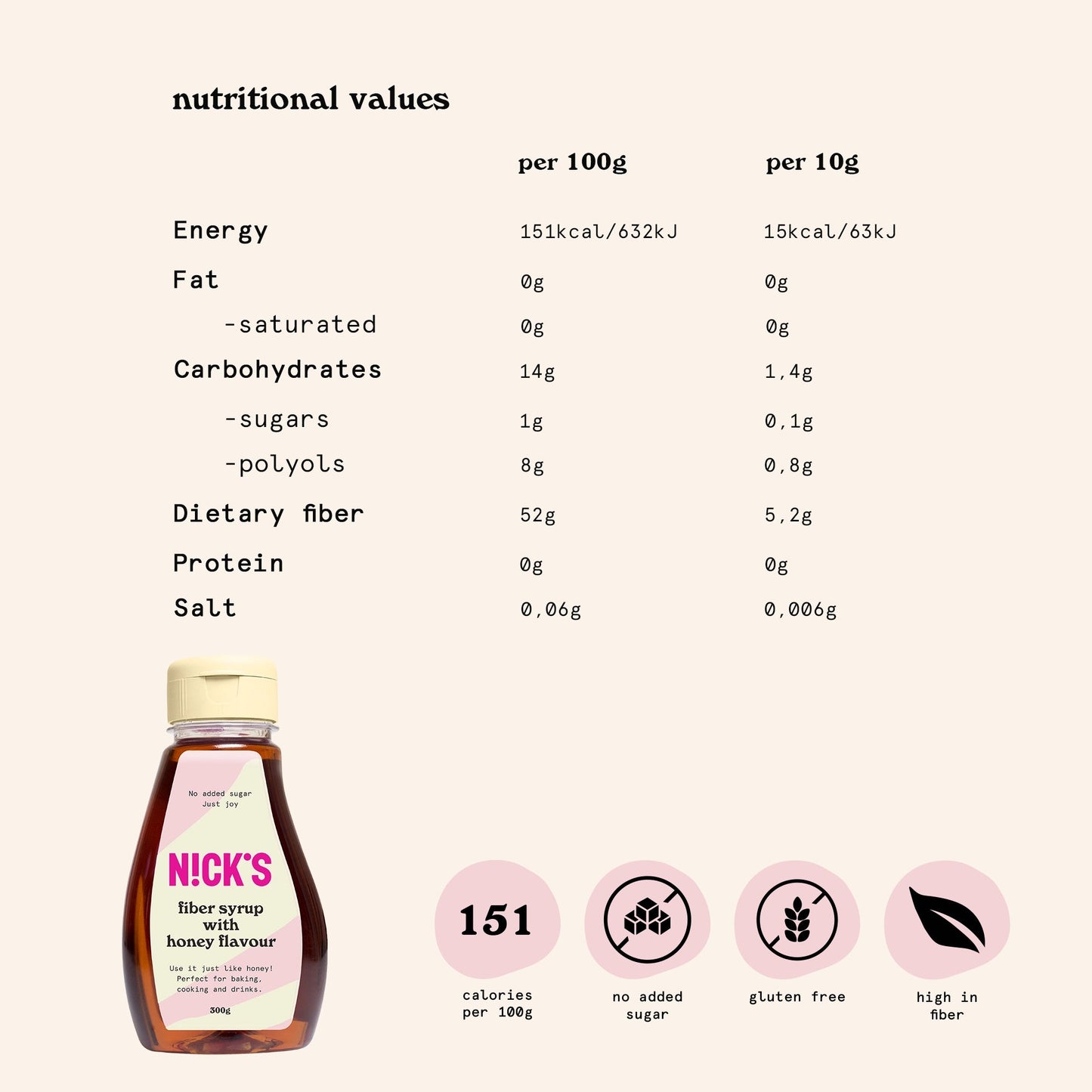NICK'S-Kiudaine siirup "honey" - njom.ee